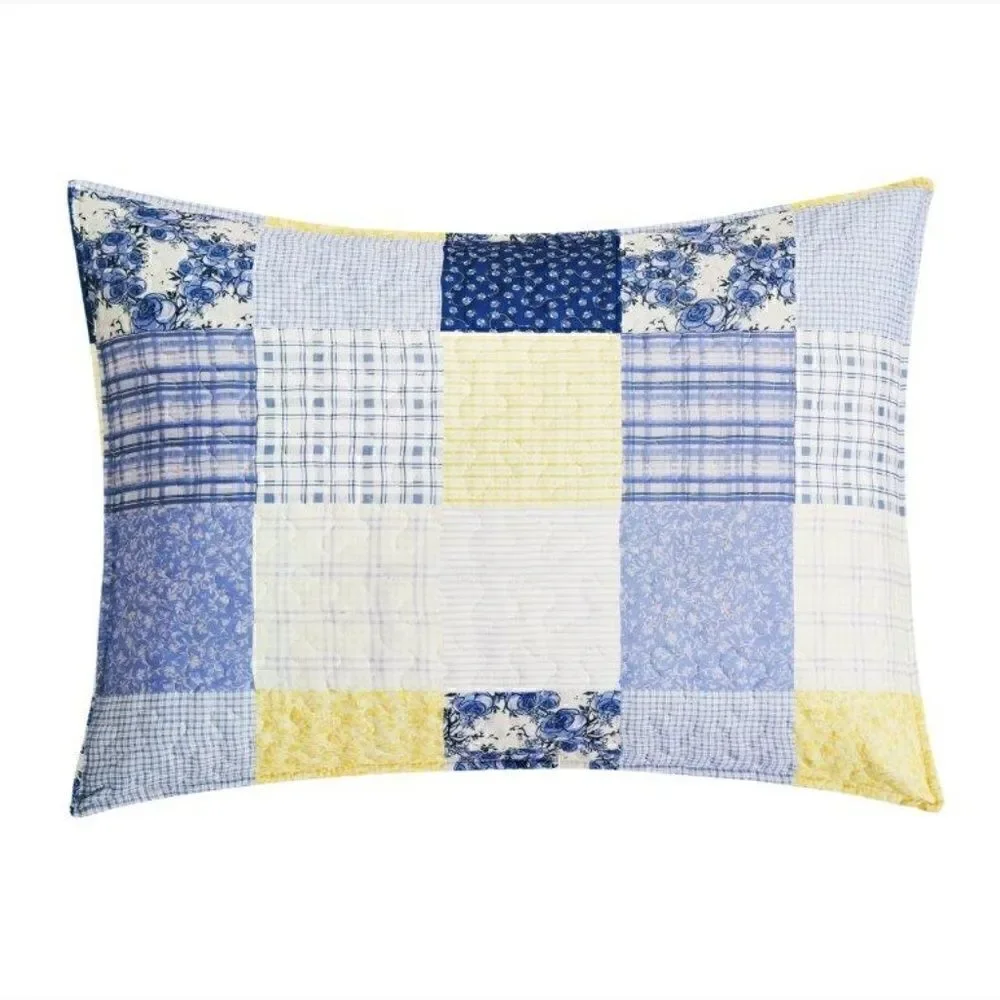 NEW! Garden Blue Bell Printed KING Quilt Set with Bonus Tote Bag Farmhouse